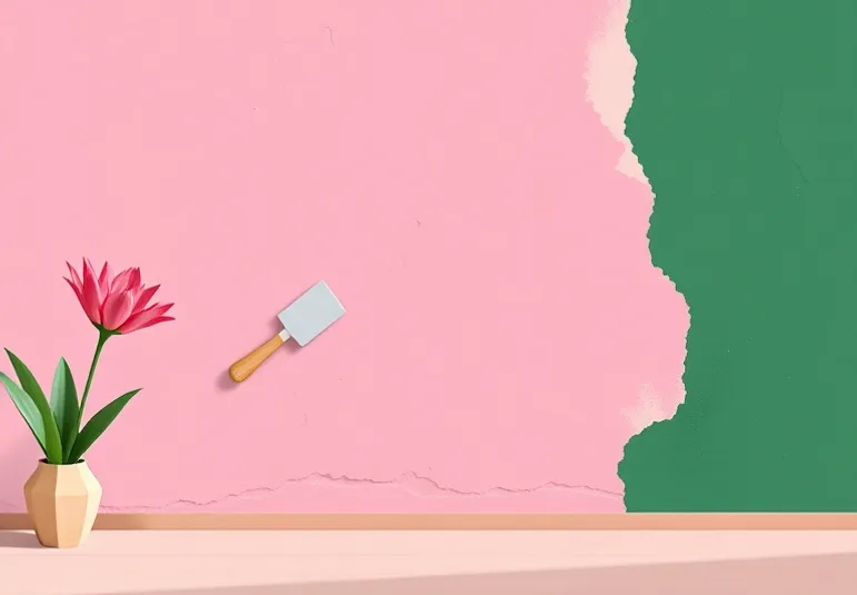 Application d'un enduit décoratif à la lisseuse sur un mur