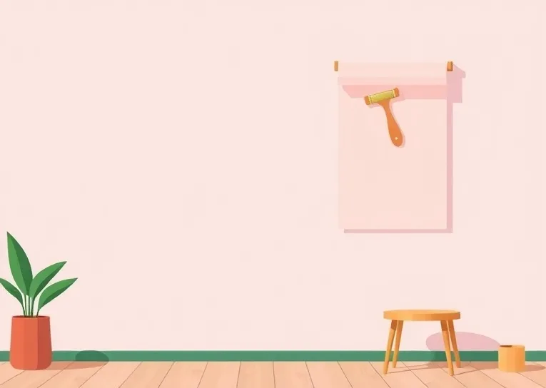 Pose de papier peint, rouleau et brosse à maroufler
